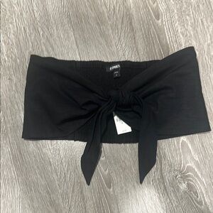 Express Elegant Black Bow Tube Top linen